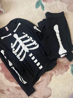 Target Black Men's Skeleton Pajama Set with White Bone Print